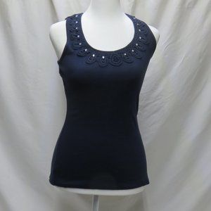 Women's Sleeveless Crochet Lace Design with Rhinestone Top